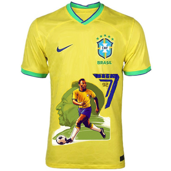 Brazil maglia speciale Brasile PELE 7 edizione commemorativa kit calcio giallo uniforme abbigliamento sportivo da uomo kit da calcio top camicia sportiva 2023
